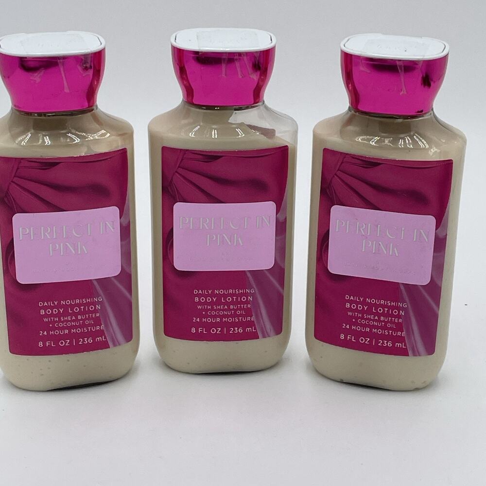 NEW Lot Of 3 BATH & BODY WORKS PERFECT IN PINK BODY LOTION 8 OZ 24 HR MOISTURE - Picture 5 of 5